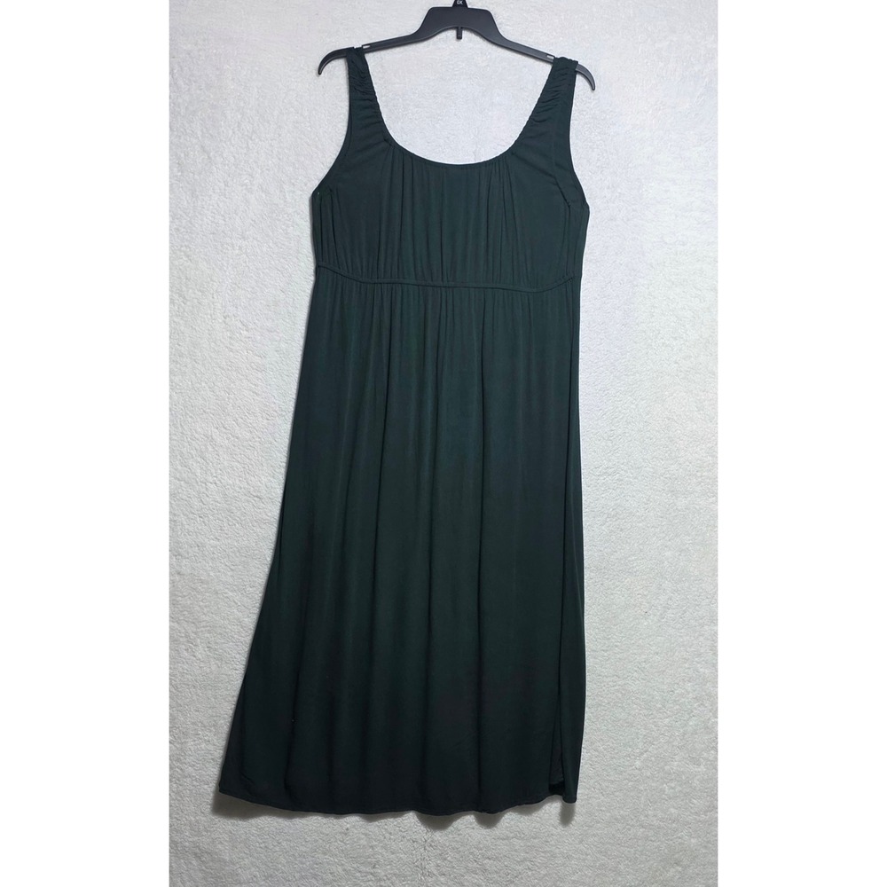 Old Navy Forest Green Empire Waist Rayon Midi Dress XL Sleeveless Scoop Neck
